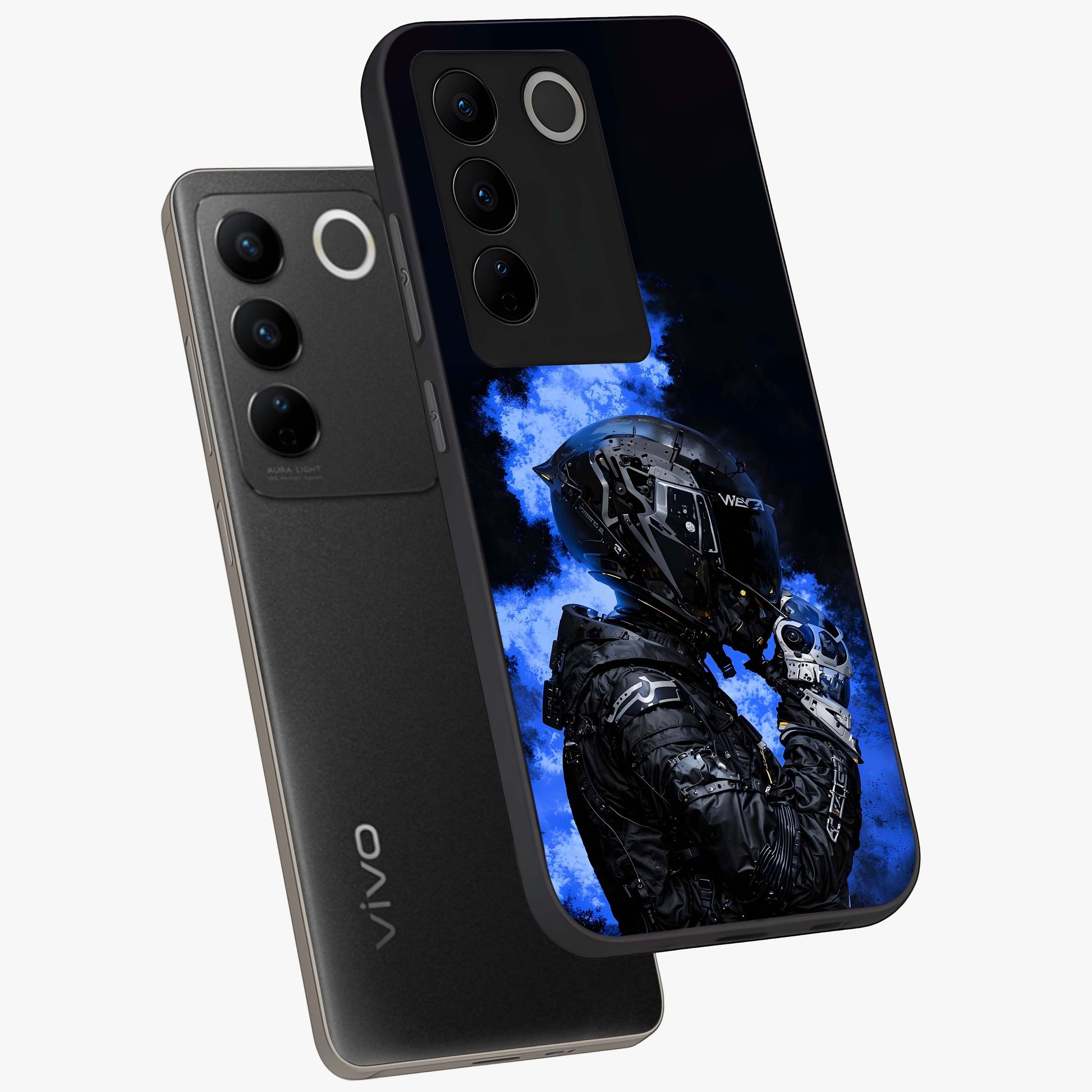 Cyber Sentinel Protocol Glass Case displayed in angled mockup highlighting digital cyber design with sci-fi aesthetic style.