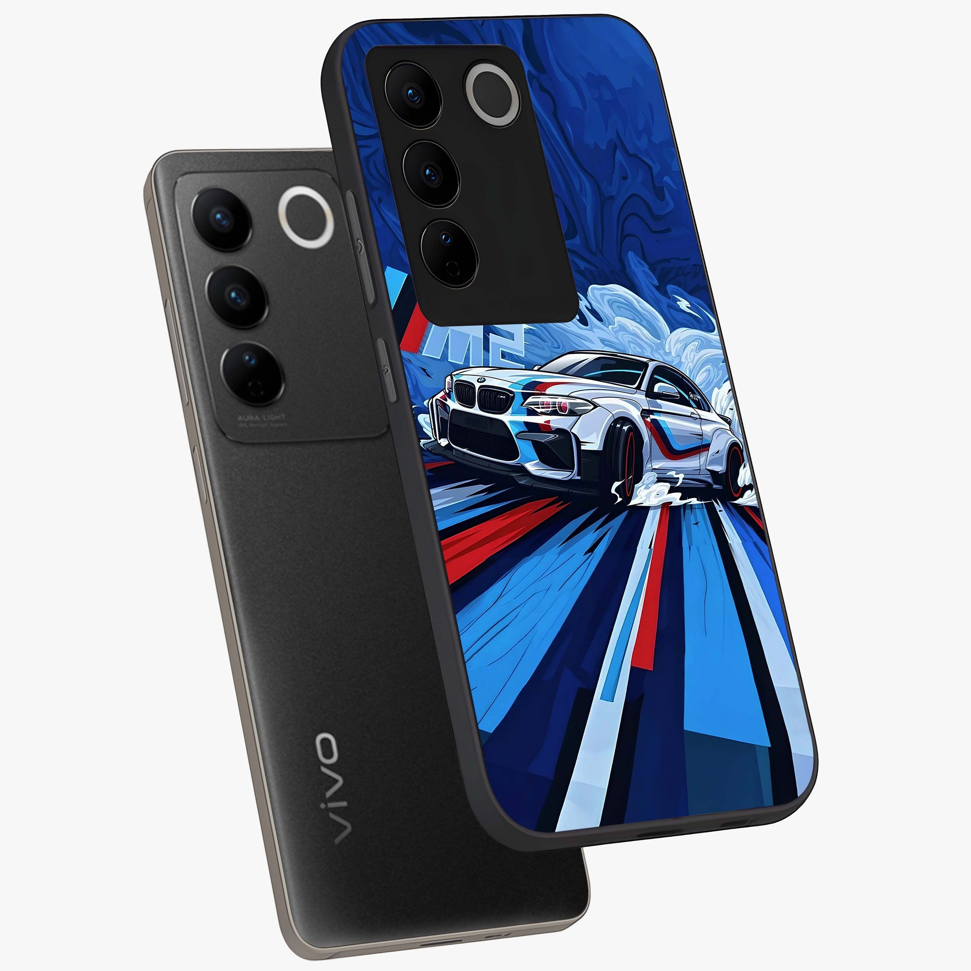 Drift Power Rush Glass Case displayed in angled mockup highlighting powerful drift car design with sporty aesthetic style.