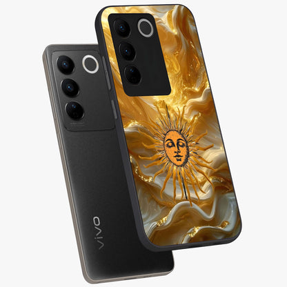 Eternal Golden Glow Glass Case displayed in angled mockup highlighting glowing golden aesthetic design with elegant style.