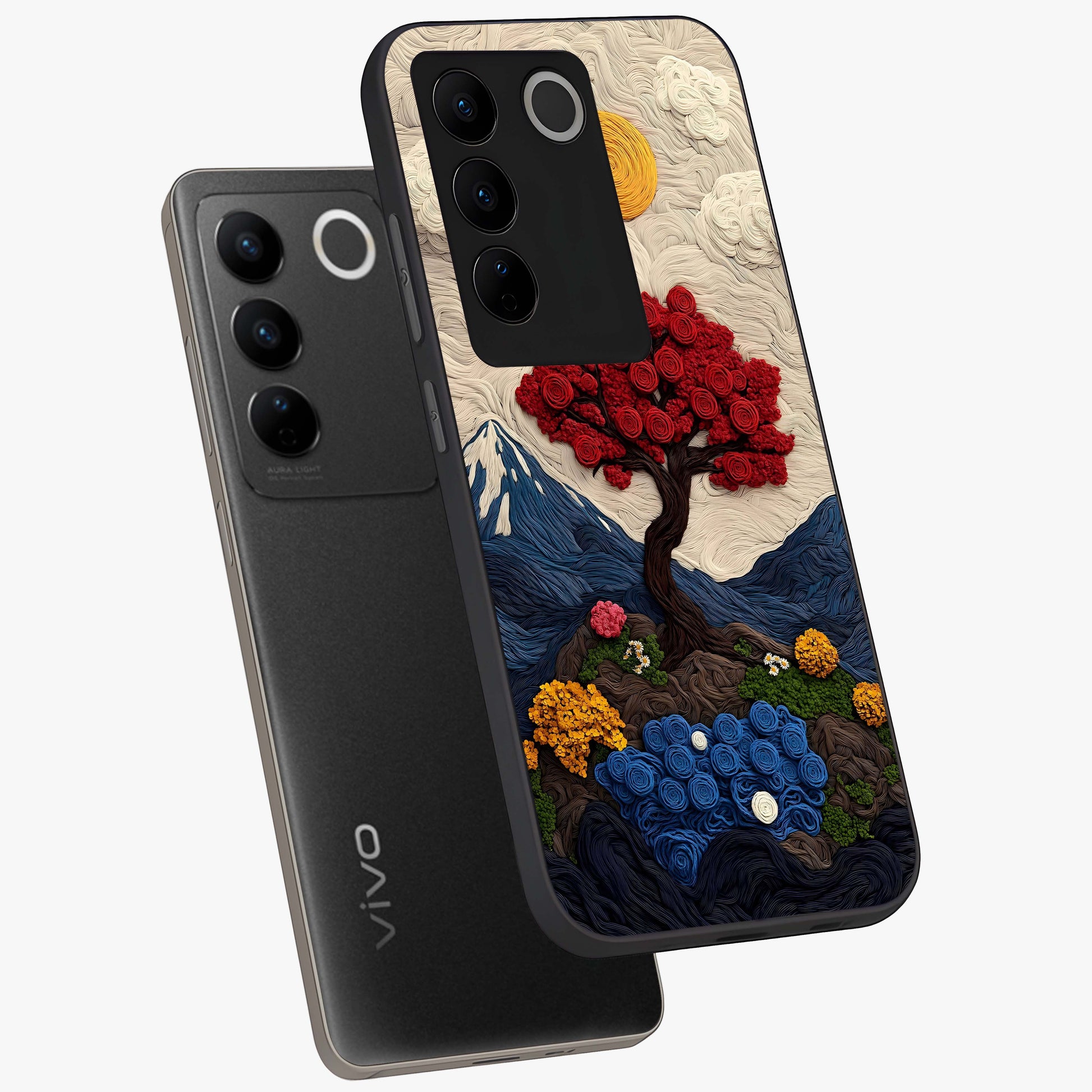 Eternal Nature Tapestry Glass Case displayed in angled mockup highlighting detailed botanical pattern with artistic aesthetic.