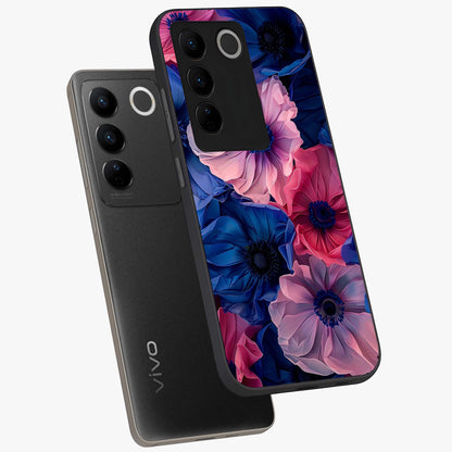 Flower Paper Art Pattern Glass Case displayed in angled mockup highlighting layered paper flower design with artistic aesthetic.