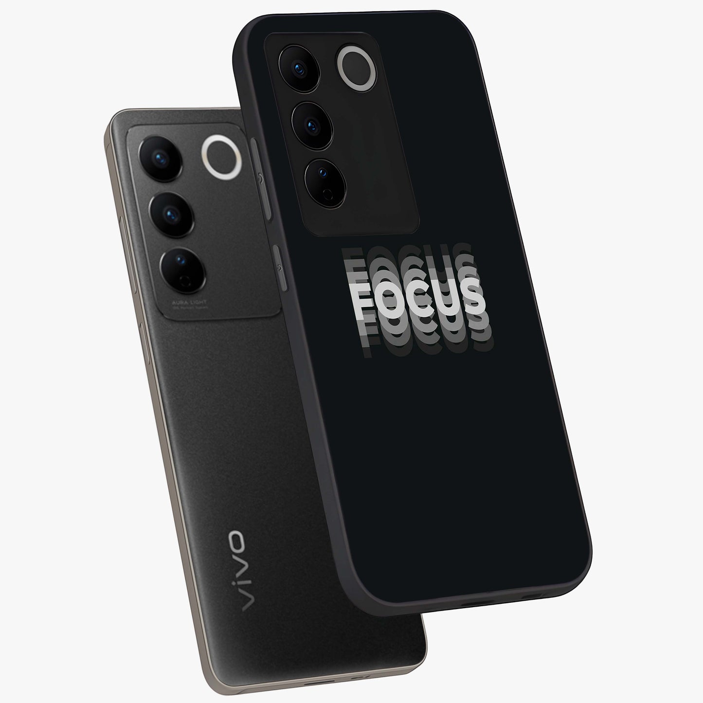 Focus Mode On Glass Case displayed in angled mockup highlighting clean minimal text artwork with modern aesthetic style.
