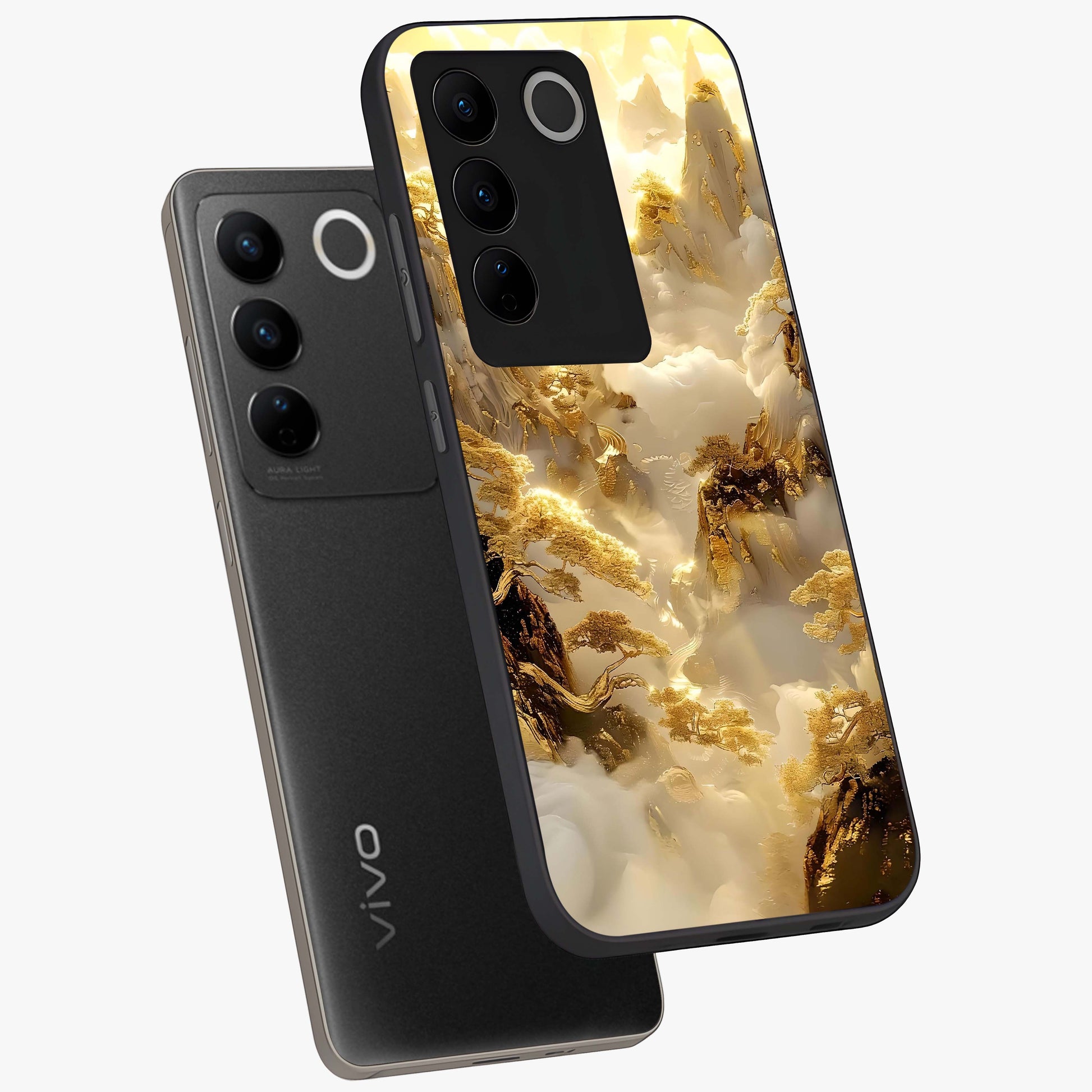 Gates Of Illumination Glass Case displayed in angled mockup highlighting radiant portal inspired design with fantasy aesthetic.