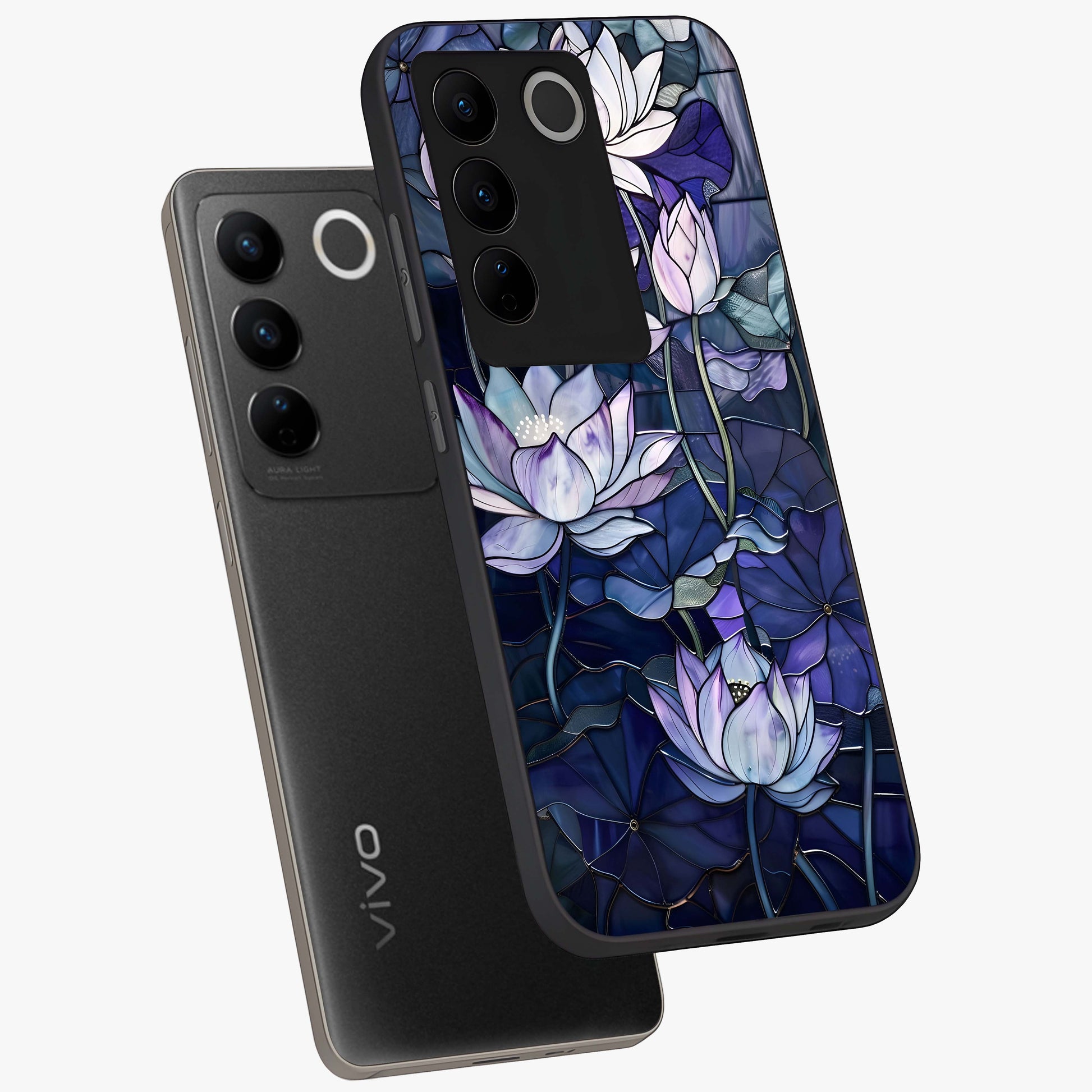 Gloss Petal Rush Glass Case displayed in angled mockup highlighting vibrant petal design with elegant floral aesthetic.