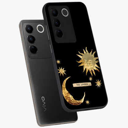 Gold Sun Blush Glass Case displayed in angled mockup highlighting radiant sun design with warm golden aesthetic.