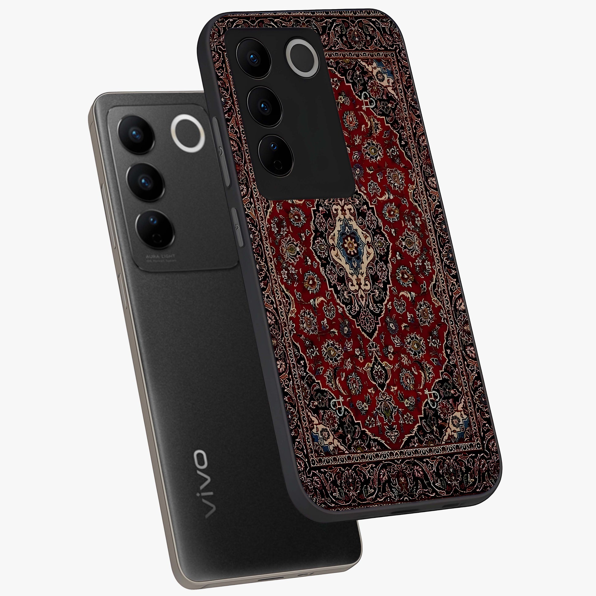 Heritage Carpet Royale Glass Case displayed in angled mockup highlighting intricate royal carpet design with heritage aesthetic.
