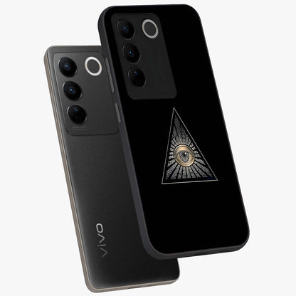Illuminati Evil Glass Case displayed in angled mockup highlighting dark occult inspired design with bold aesthetic style.