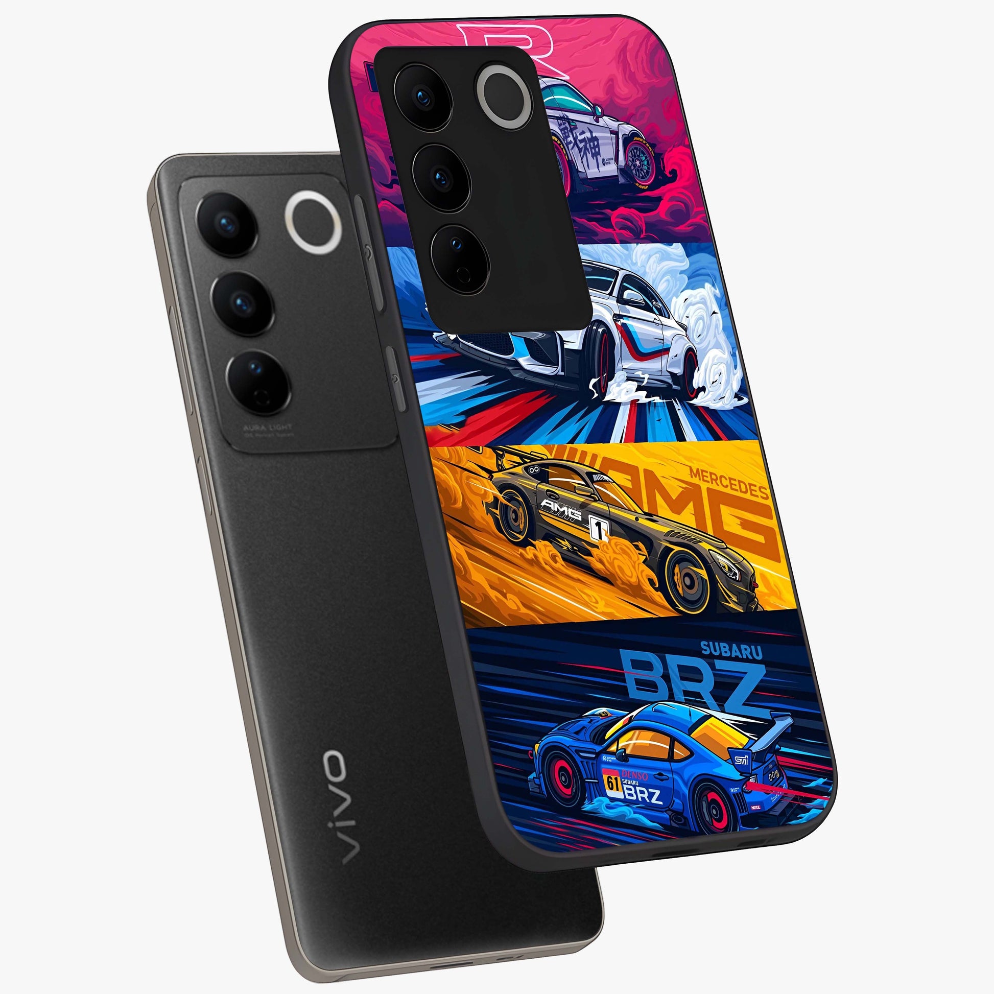 JDM Sports Car Glass Case displayed in angled mockup highlighting sleek Japanese racing car design with automotive aesthetic.