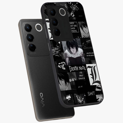 Midnight Chaos Mind Glass Case displayed in angled mockup highlighting chaotic artistic design with dramatic midnight aesthetic.