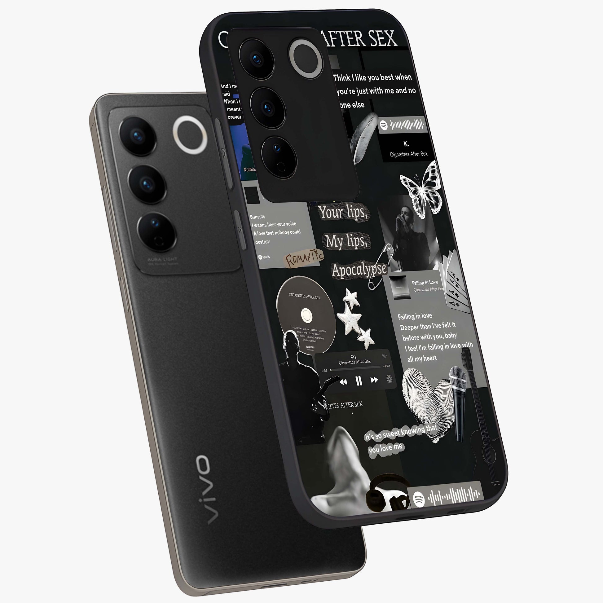 Midnight Love Echo Glass Case displayed in angled mockup highlighting elegant love inspired design with deep aesthetic style.