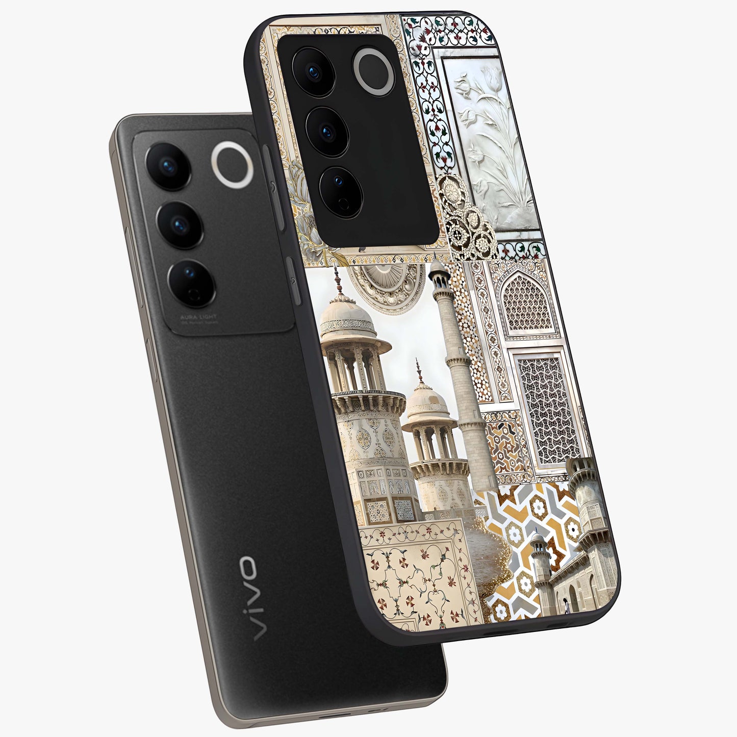 Mughal Marble Legacy Glass Case displayed in angled mockup highlighting elegant heritage marble artwork with royal aesthetic.