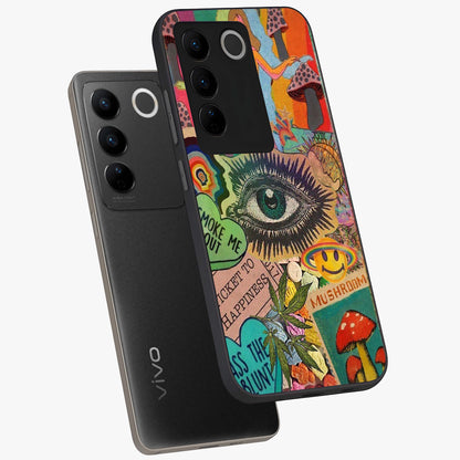 Mystic Eye Wonderland Glass Case displayed in angled mockup highlighting magical eye illustration with dreamy aesthetic.