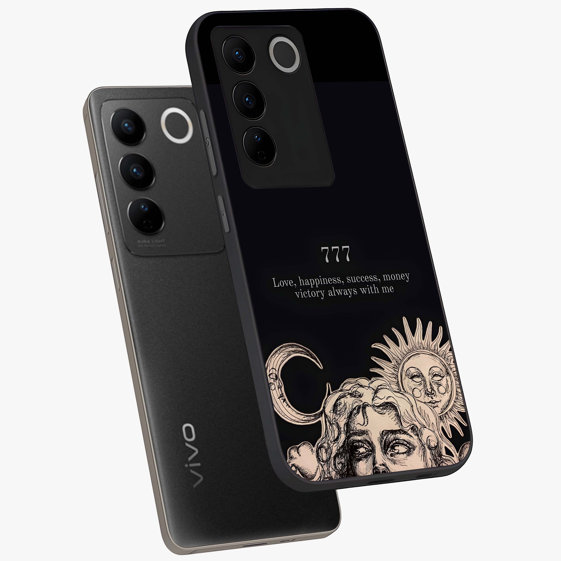 Mystic Victory Aura Glass Case displayed in angled mockup highlighting energetic aura design with bold mystical aesthetic.