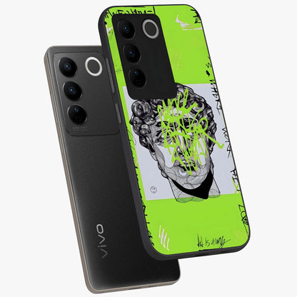 Neo Graffiti Rebellion Glass Case displayed in angled mockup highlighting urban street art design with rebellious aesthetic.
