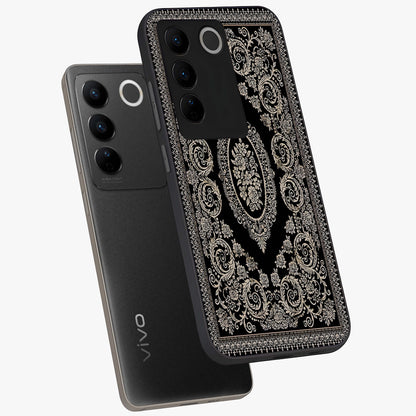 Noir Bloom Elegance Glass Case displayed in angled mockup highlighting refined flower design with stylish noir aesthetic.