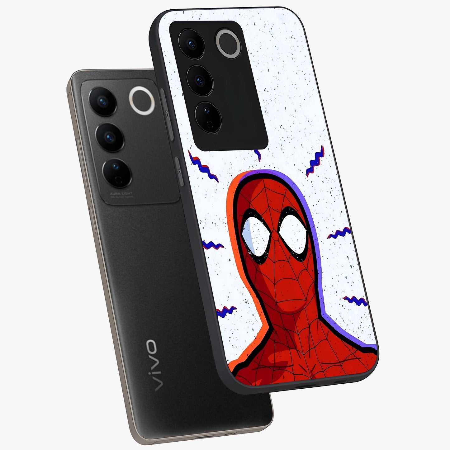 Omg Spiderman Glass Case displayed in angled mockup highlighting dynamic hero illustration with action comic aesthetic.