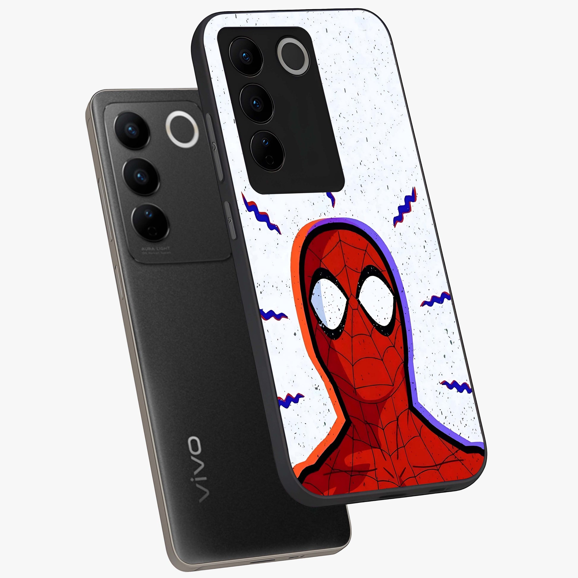Omg Spiderman Glass Case displayed in angled mockup highlighting dynamic hero illustration with action comic aesthetic.