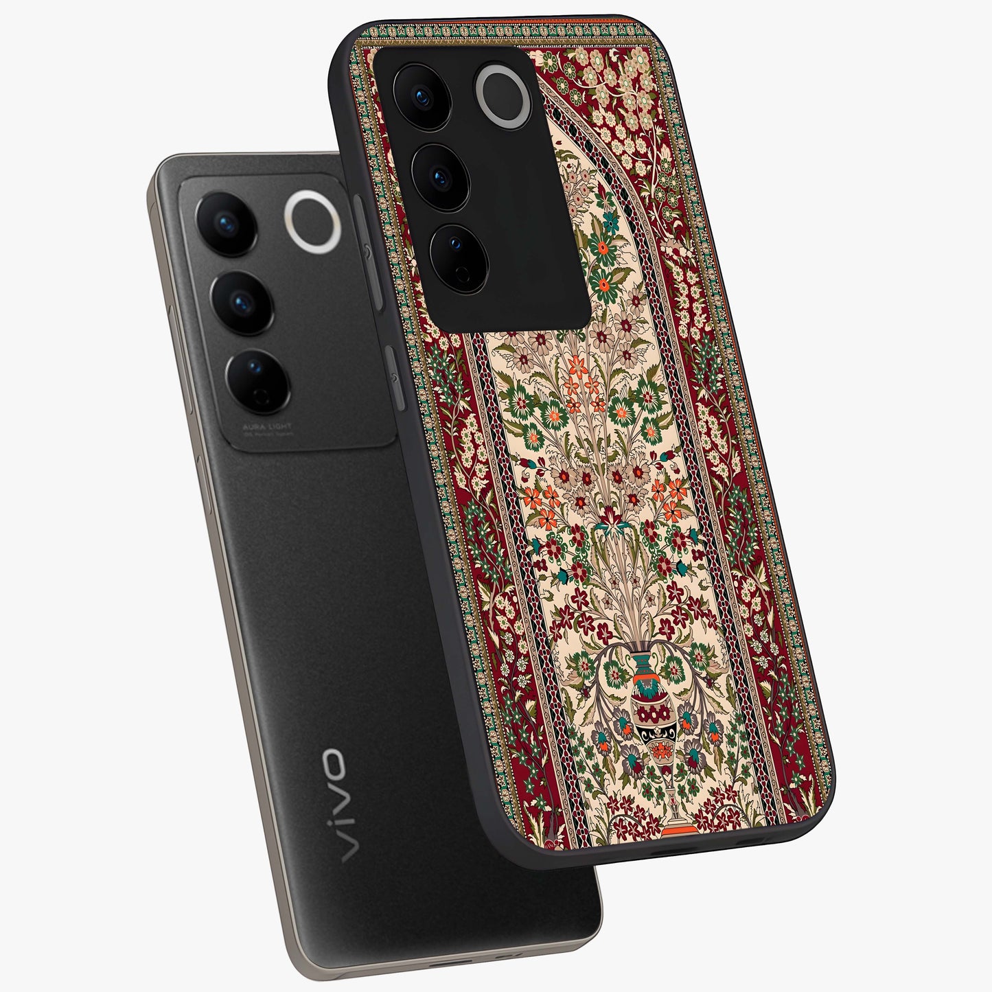 Persian Inspired Glass Case displayed in angled mockup highlighting intricate traditional design with elegant cultural aesthetic.