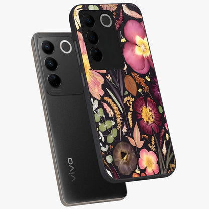 Petal Dream Tapestry Glass Case displayed in angled mockup highlighting decorative petal pattern with elegant botanical aesthetic.