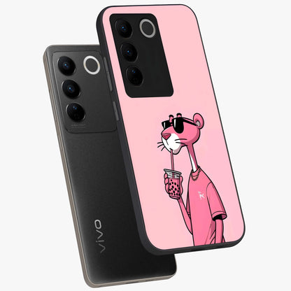 Pink Panther Glass Case displayed in angled mockup highlighting playful cartoon character design with vibrant pink aesthetic.