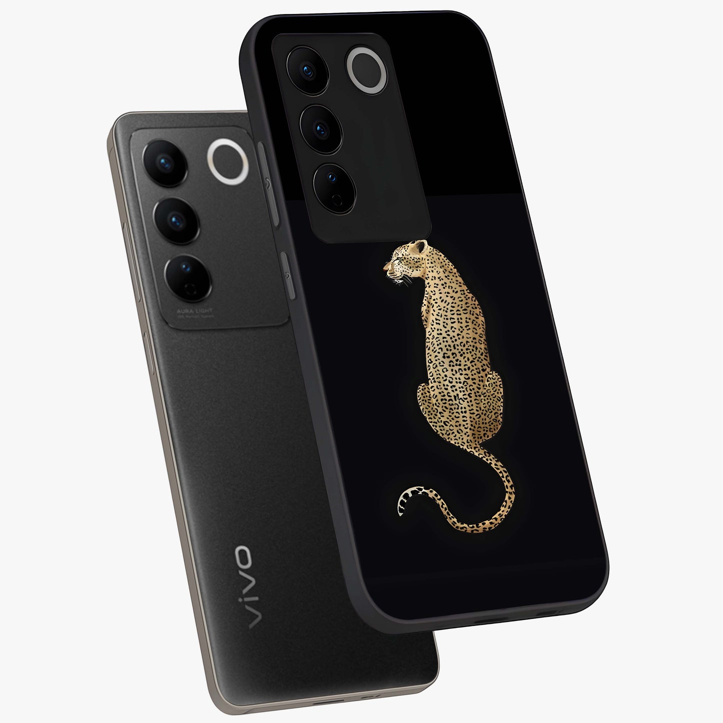 Regal Leopard Glass Case displayed in angled mockup highlighting powerful animal illustration with stylish wild aesthetic.
