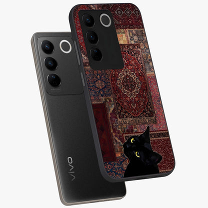 Regal Magic Cat Apple Glass Case displayed in angled mockup highlighting whimsical feline design with fantasy aesthetic.