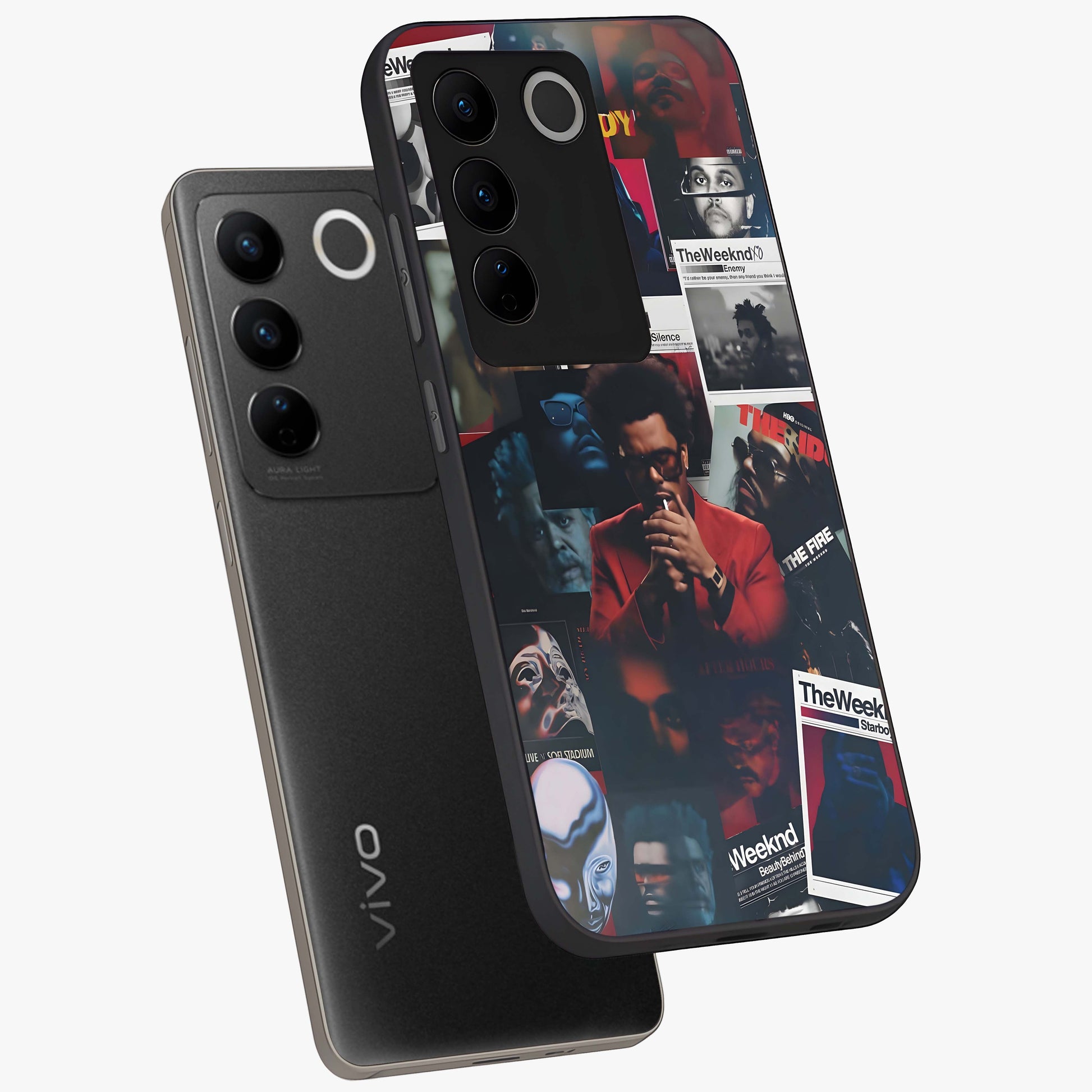 The Weeknd Glass Case displayed in angled mockup highlighting stylish pop culture inspired design with modern aesthetic.