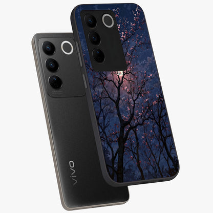 Twilight Sakura Serenade Glass Case displayed in angled mockup highlighting delicate sakura flower design with dreamy aesthetic.