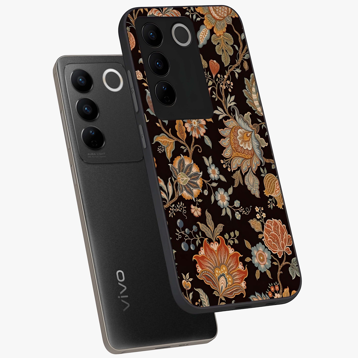 Vintage Floral Dream Glass Case displayed in angled mockup highlighting elegant vintage flower design with soft aesthetic style.