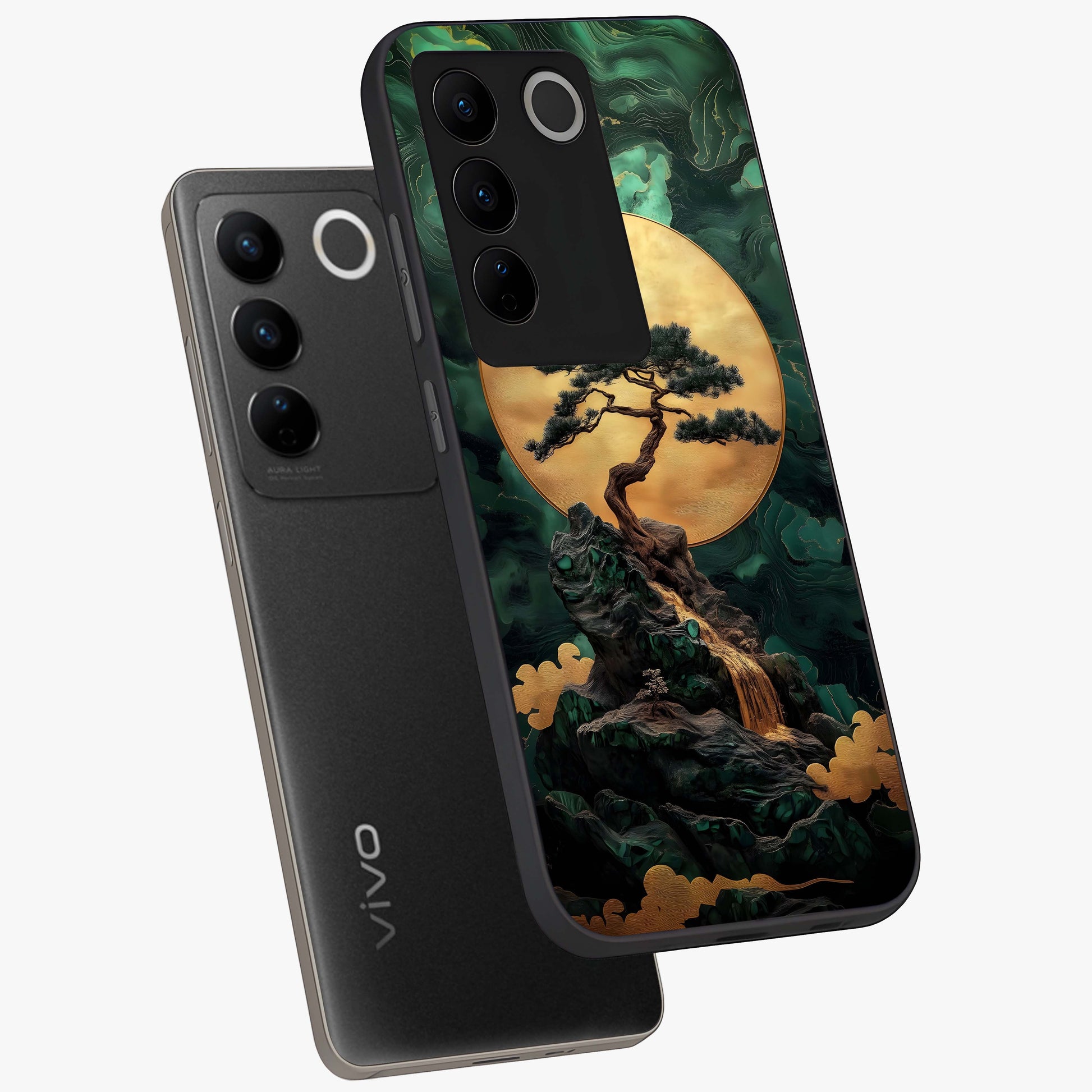Zen Moon Rise Glass Case displayed in angled mockup highlighting peaceful lunar design with zen aesthetic style.