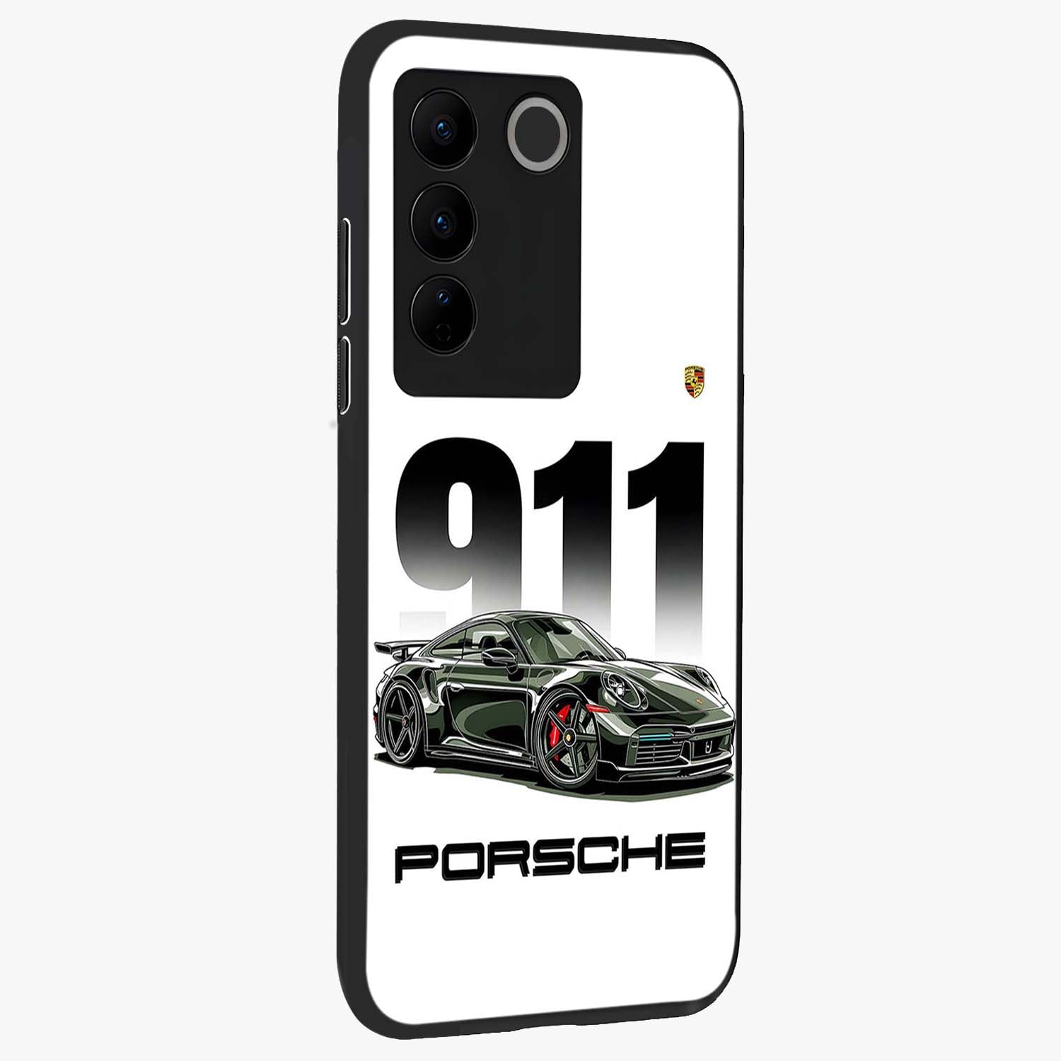 911 Turbo Dominance Glass Case upright perspective showcasing powerful racing design and modern automotive aesthetic.