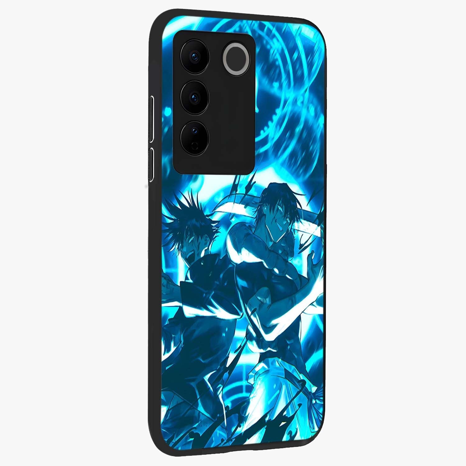 Cursed Energy Clash Glass Case upright view showcasing dramatic clash artwork with bold supernatural theme.