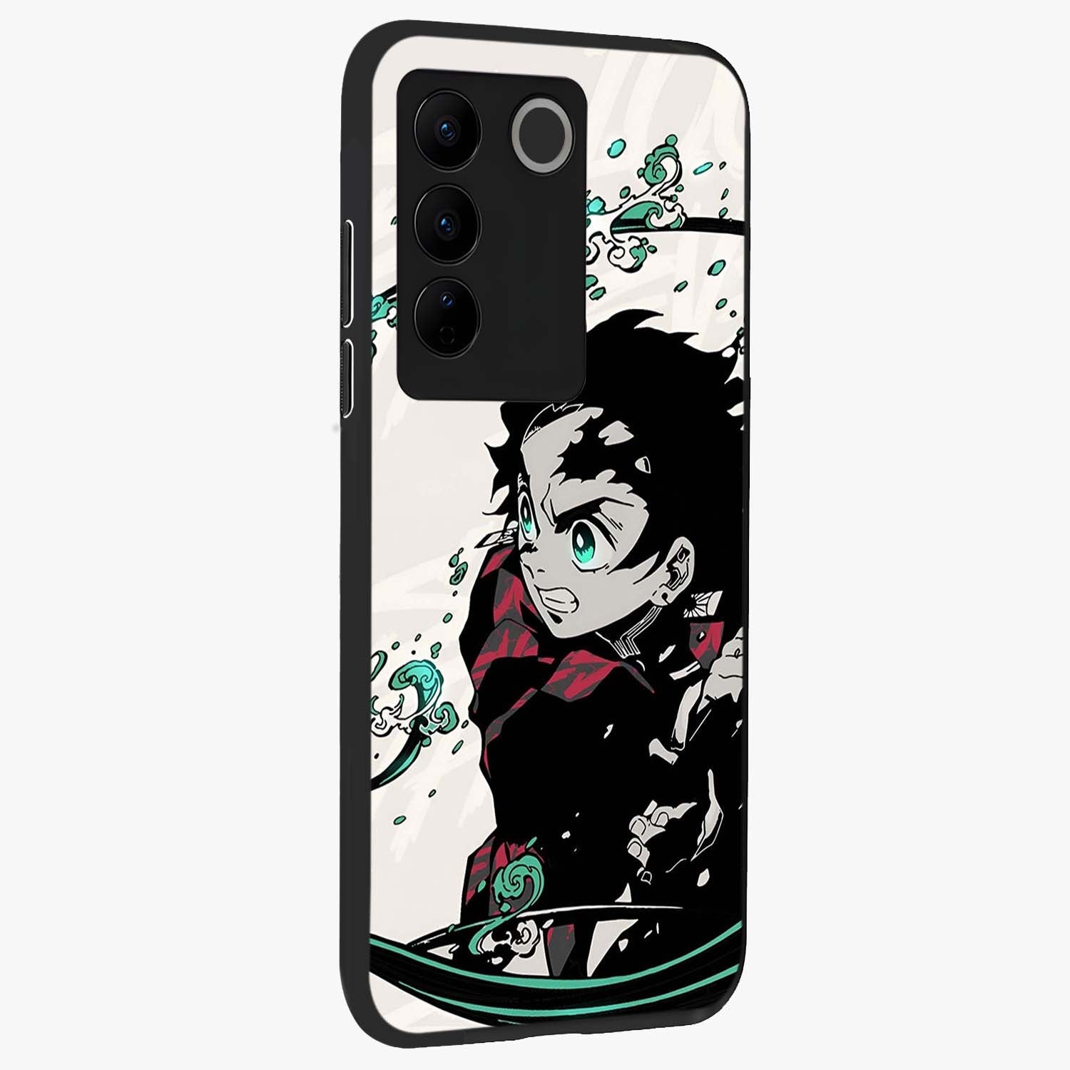Demon Slayer Glass Case upright view showcasing powerful anime artwork with intense warrior theme.