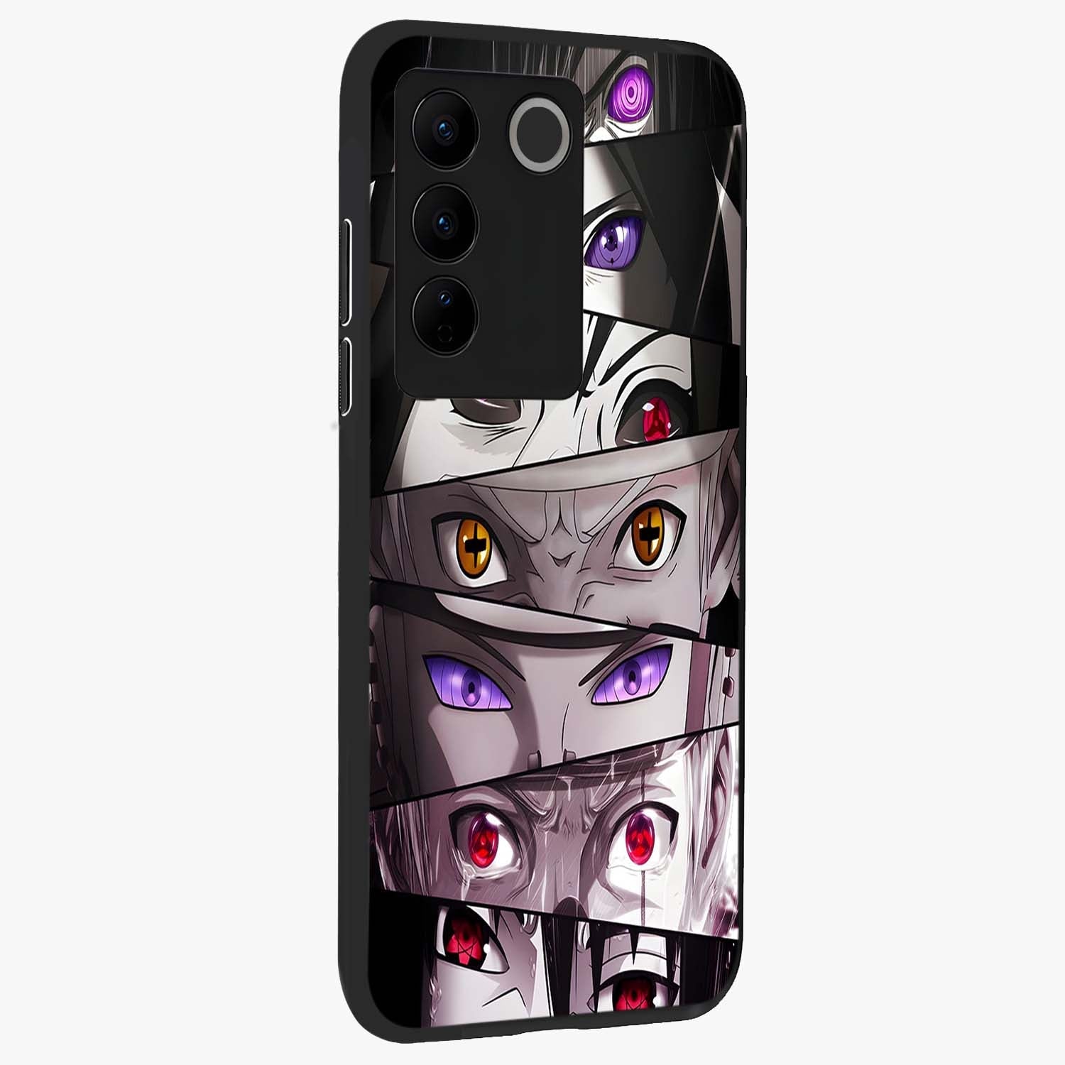 Eyes of Destiny Glass Case upright view showcasing symbolic eye artwork with dramatic artistic theme.