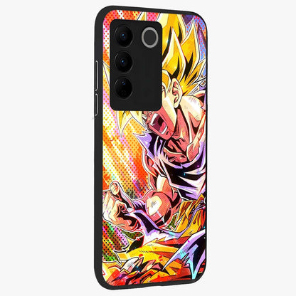 Firing Goku Glass Case upright view showcasing energetic anime artwork with bold warrior theme.