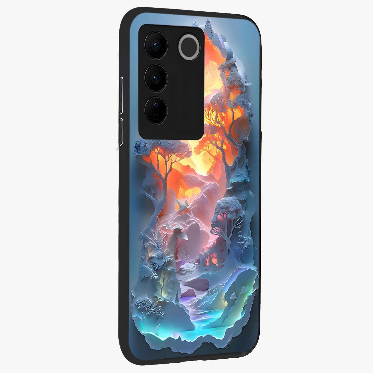 Glow Forest Portal Glass Case upright view showcasing enchanted forest portal artwork with fantasy nature theme.