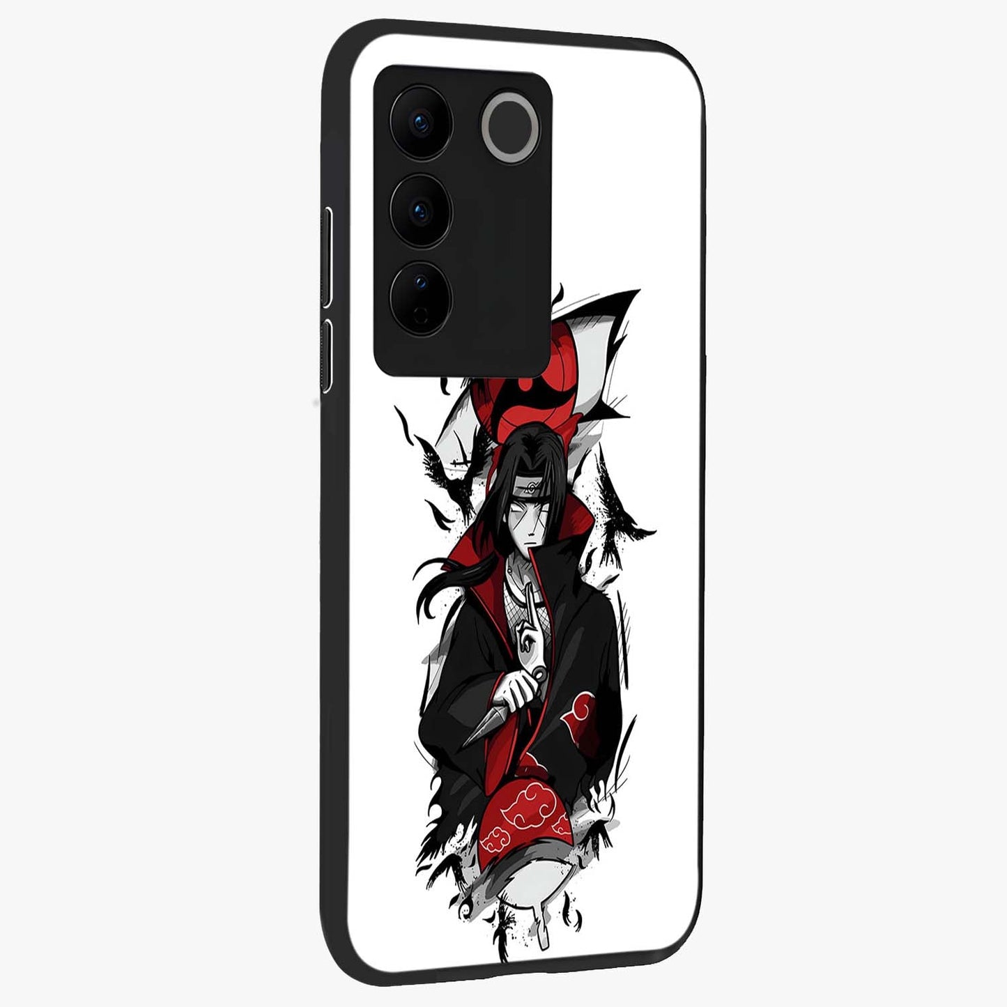 Itachi Limited Edition Naruto Anime Glass Case upright view showcasing intense anime artwork with powerful character theme.
