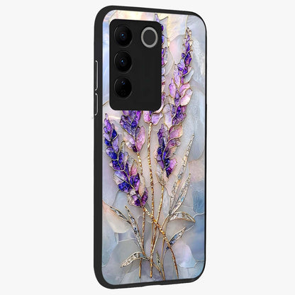 Lavender Dream Glow Glass Case upright view showcasing radiant lavender glow artwork with calming dreamy theme.
