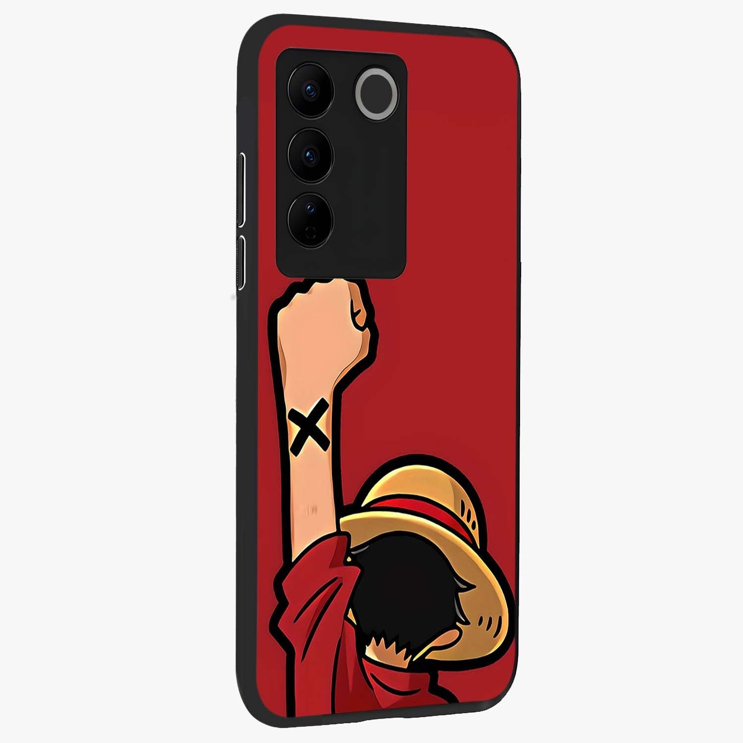 Luffy X Spirit Glass Case upright view showcasing striking anime artwork with adventurous character theme.