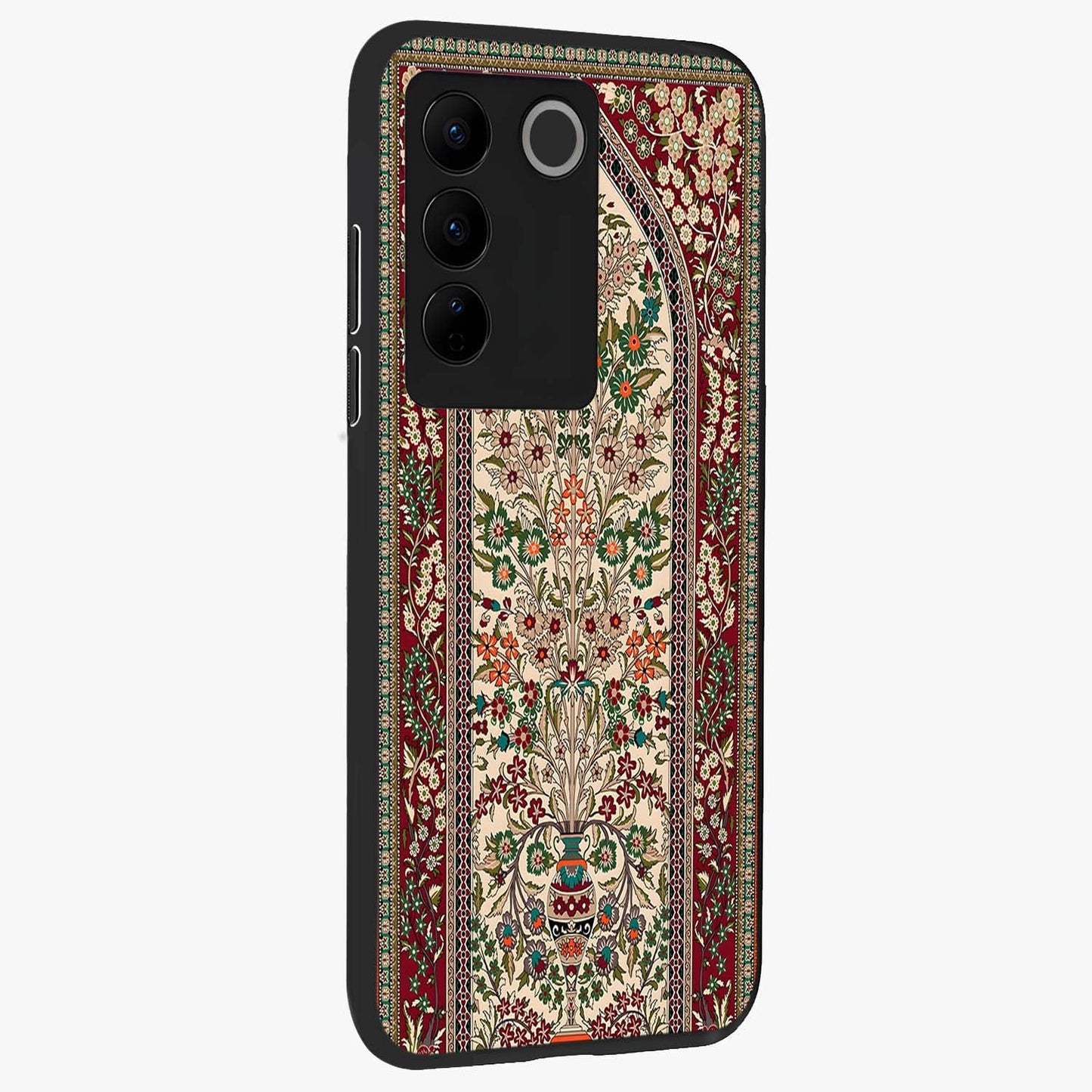 Persian Inspired Glass Case upright view showcasing decorative Persian artwork with rich heritage theme.
