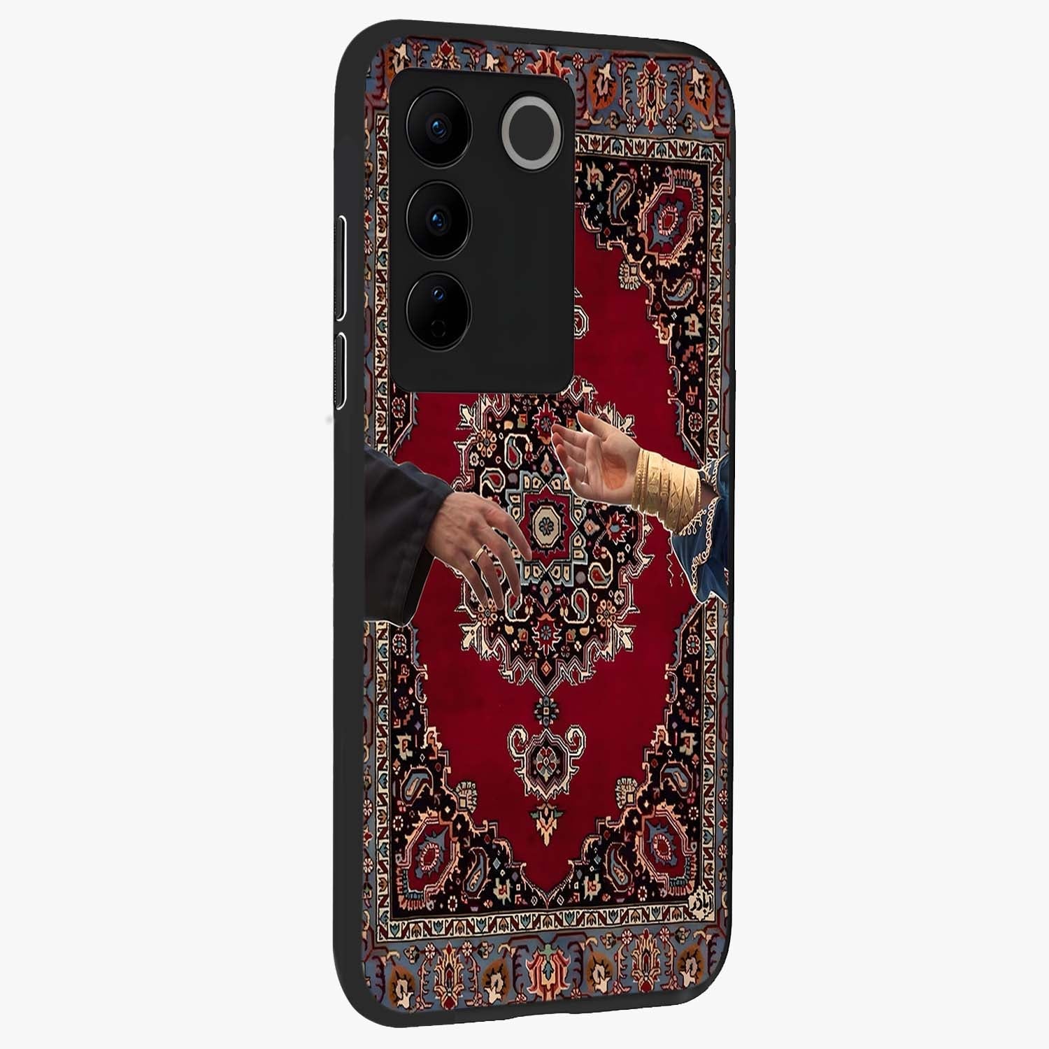 Royal Touch Reach Glass Case upright view showcasing stylish royal inspired artwork with graceful theme.