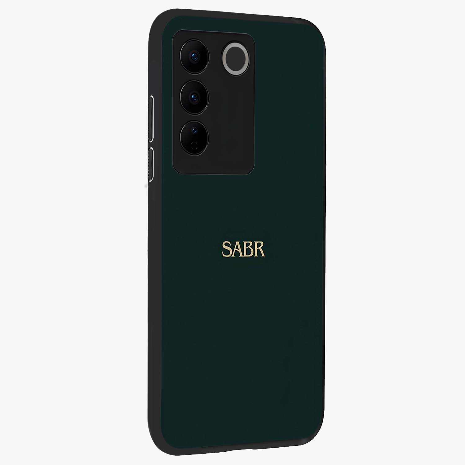 Sabr Minimal Patience Glass Case upright view showcasing calm minimalist artwork with motivational patience theme.