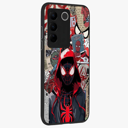Spider Collage Street Glass Case upright view showcasing bold superhero artwork with urban street theme.