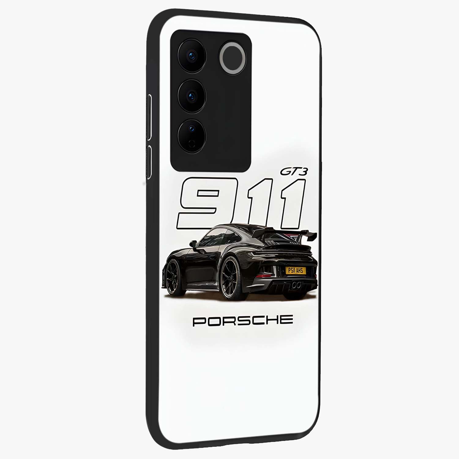 Turbo Legacy Icon Glass Case upright view showcasing bold racing inspired artwork with classic car theme.
