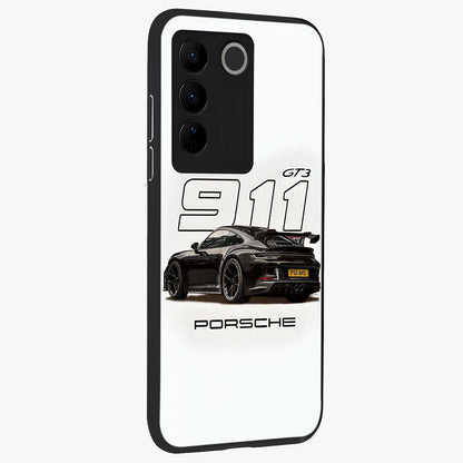 Turbo Legacy Icon Glass Case upright view showcasing bold racing inspired artwork with classic car theme.