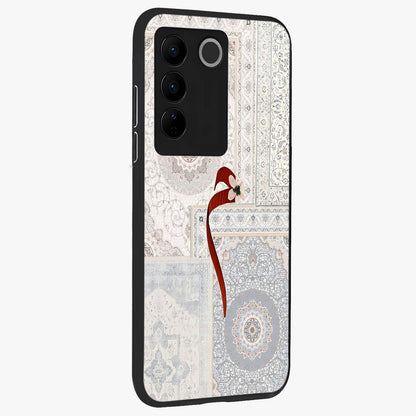 White Aesthetic Bow Glass Case upright view showcasing delicate ribbon bow artwork with cute minimalist theme.