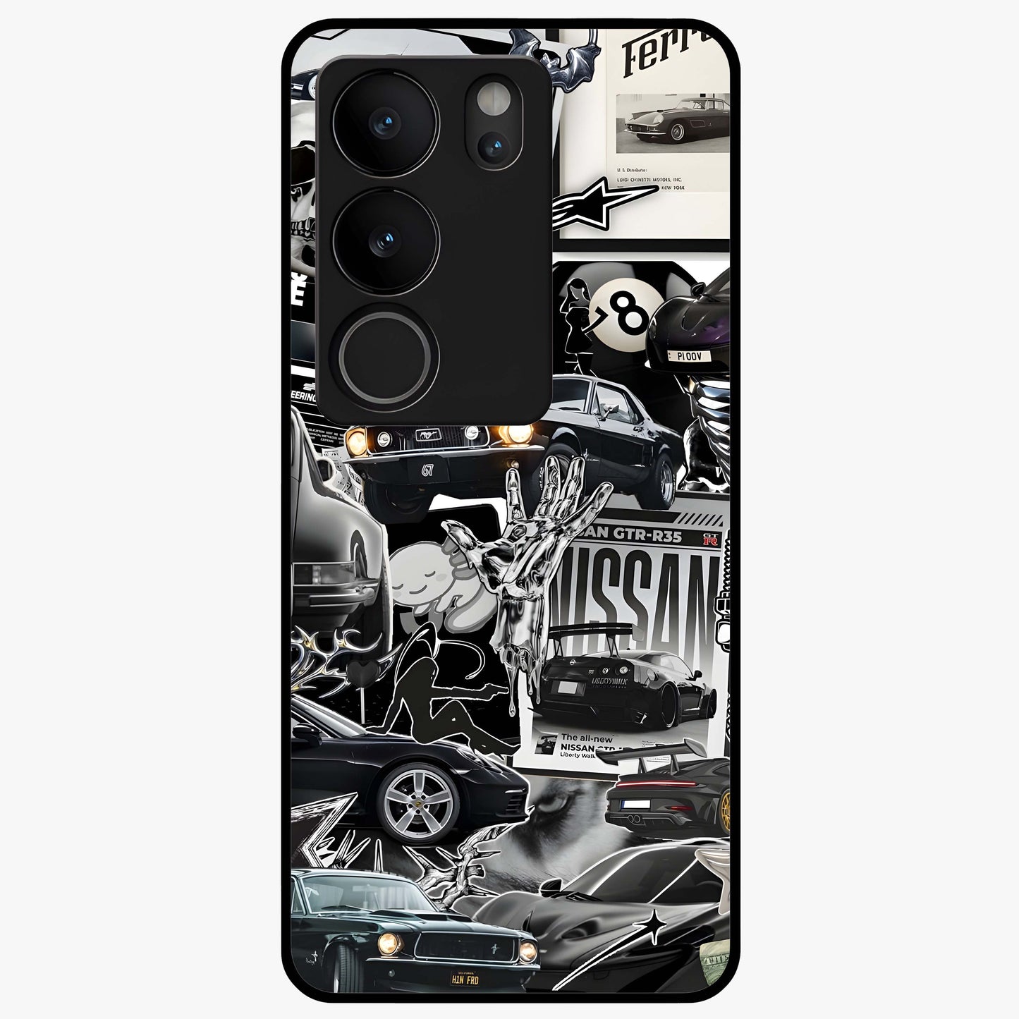 Aesthetic Dark Love Glass Case showing flat back view with dark romantic artwork and glossy glass finish.