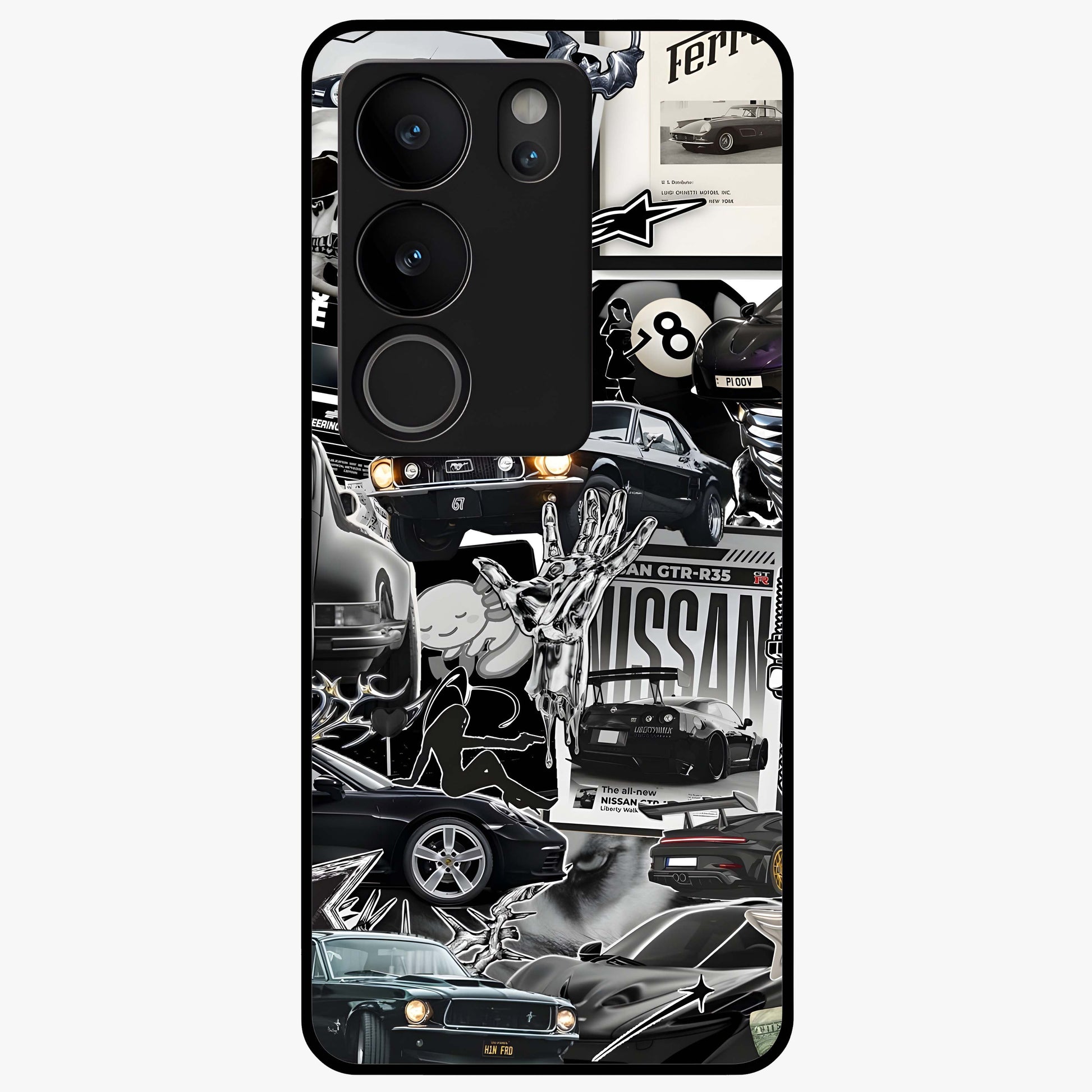 Aesthetic Dark Love Glass Case showing flat back view with dark romantic artwork and glossy glass finish.