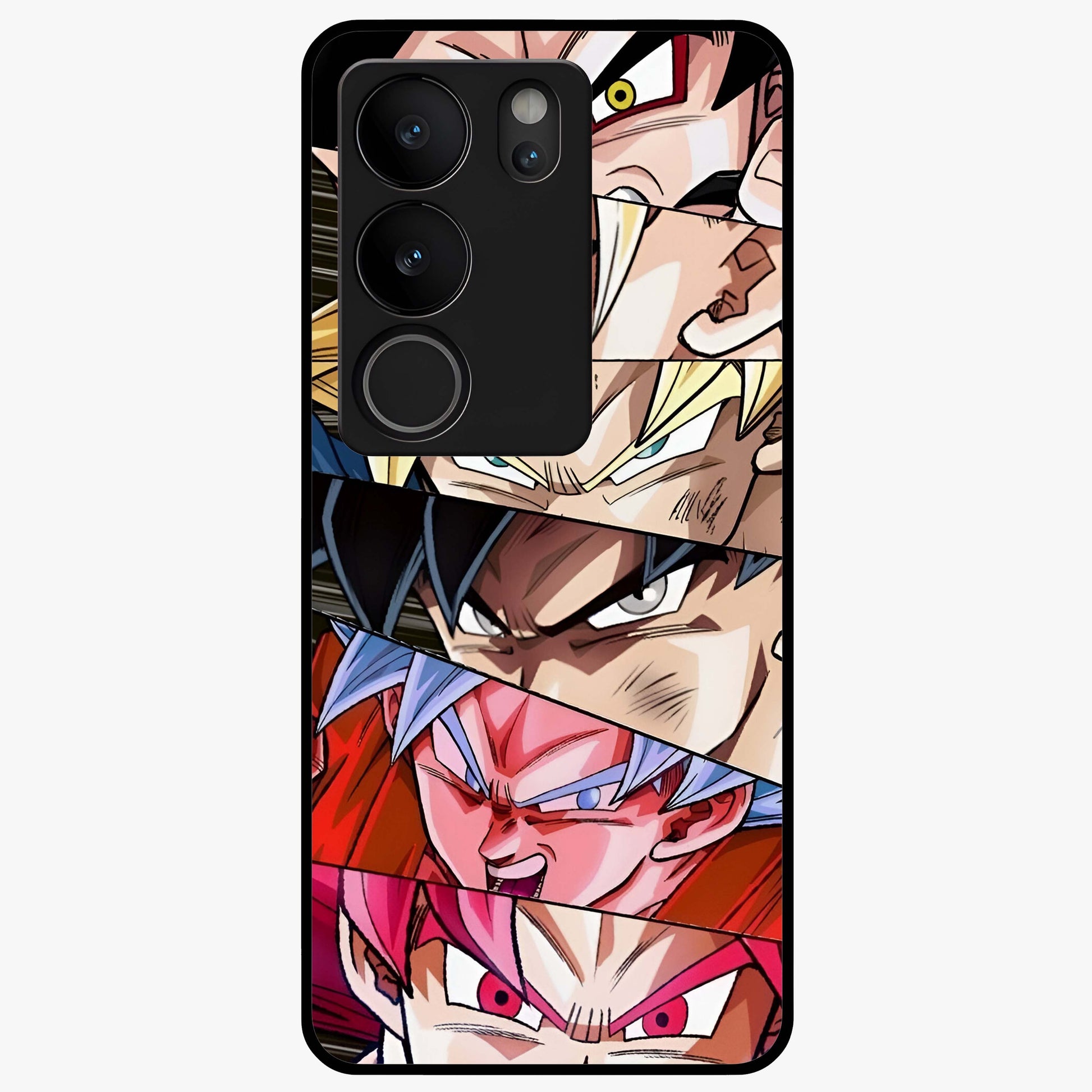 Anime Character Glass Case showing flat back view with vibrant anime artwork and glossy glass finish.