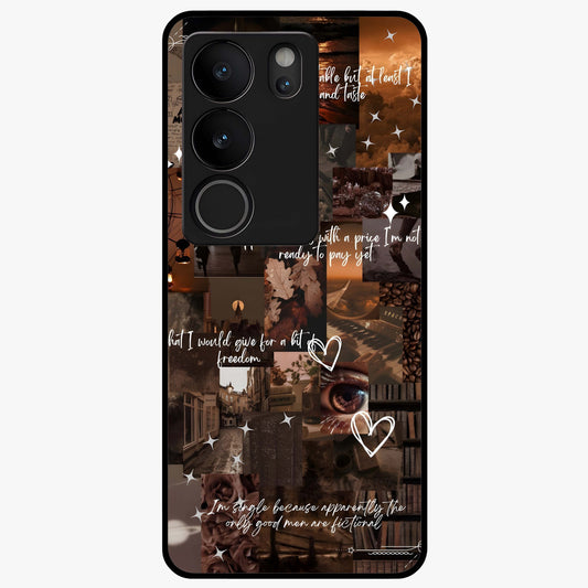 Bittersweet Aesthetic Chaos Glass Case showing flat back view with artistic chaotic aesthetic design and glossy glass finish.